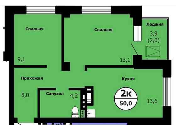 2-комн. квартира, 50 м2, 25/26 эт. Красноярск