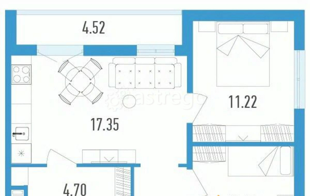 2-комн. квартира, 56.36 м2, 3/12 эт. Санкт-Петербург - изображение 1
