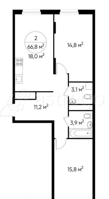 2-комн. квартира, 66 м2, 7/17 эт. Москва - изображение 1