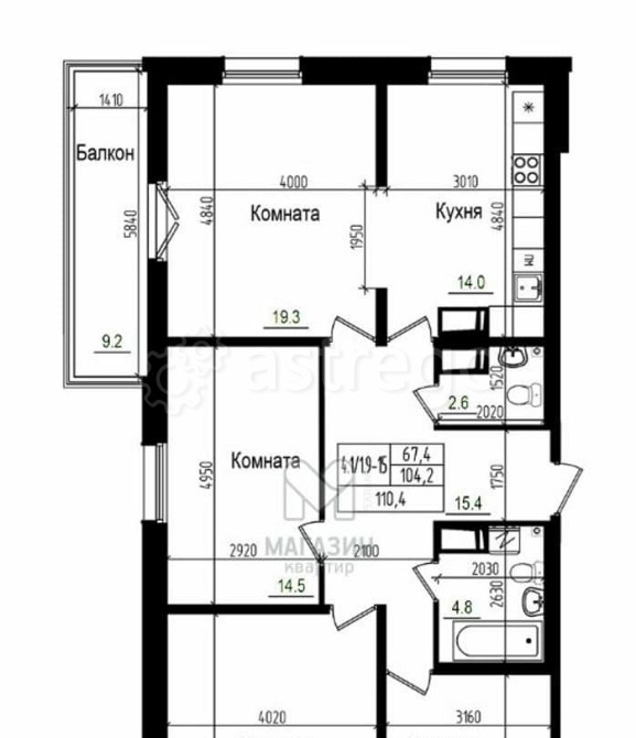 4-комн. квартира, 104.25 м2, 11/23 эт. Санкт-Петербург - изображение 2