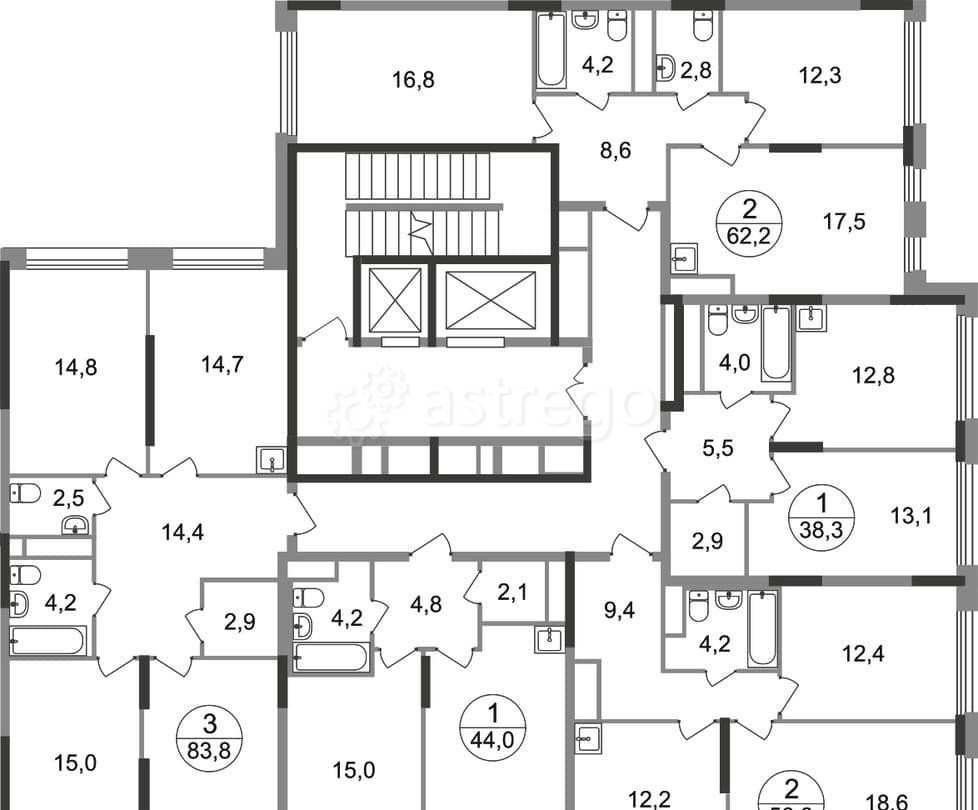 2-комн. квартира, 62 м2, 3/17 эт. Москва - изображение 3
