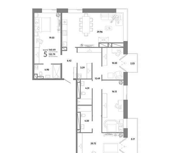 4-комн. квартира, 140.49 м2, 26/26 эт. Москва