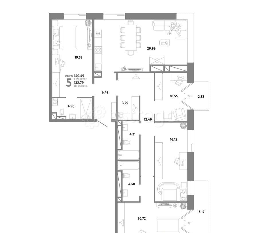 4-комн. квартира, 140.49 м2, 26/26 эт. Москва - изображение 1