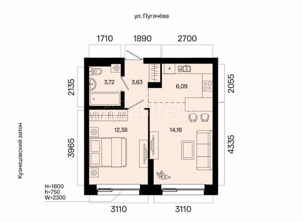 2-комн. квартира, 39.98 м2, 4/31 эт. Уфа - изображение 7