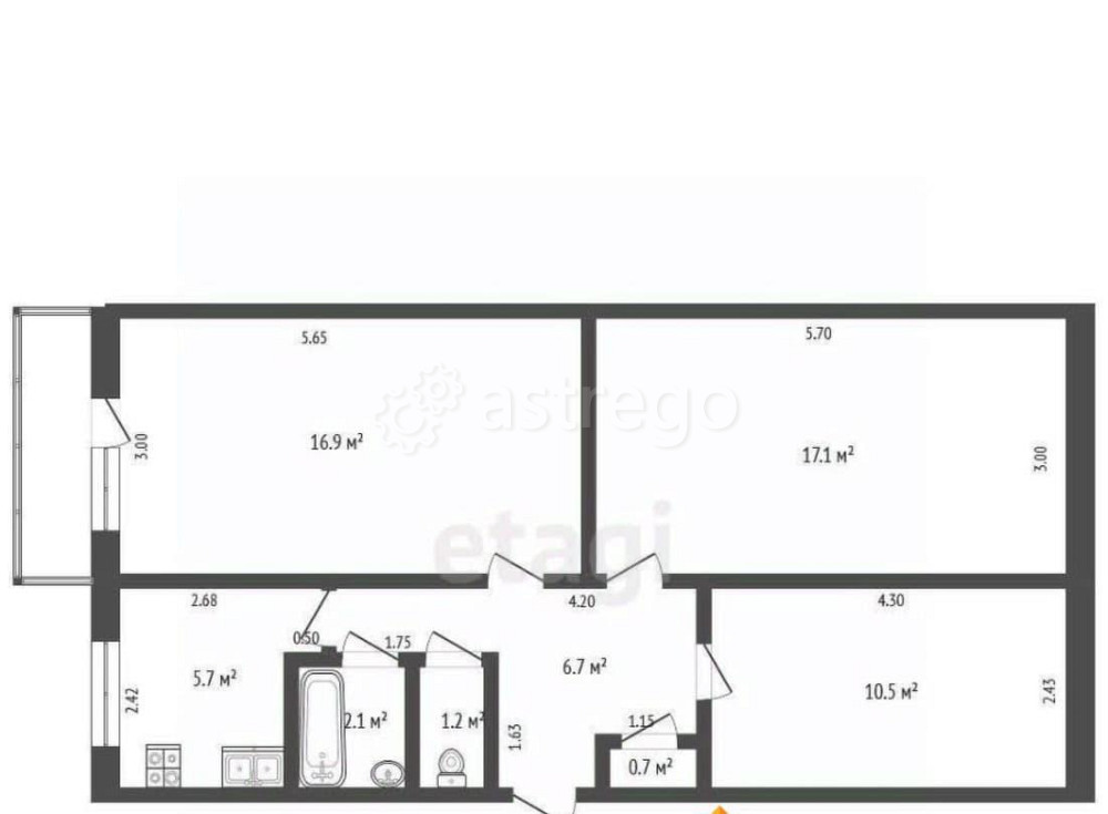 3-комн. квартира, 60.9 м2, 5/5 эт. Коряжма - изображение 7