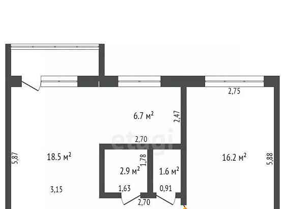 2-комн. квартира, 50.2 м2, 3/5 эт. Бийск