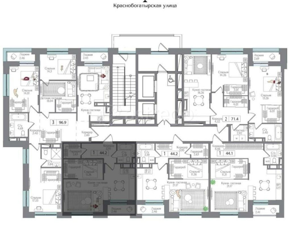 1-комн. квартира, 45.5 м2, 10/17 эт. Москва - изображение 5