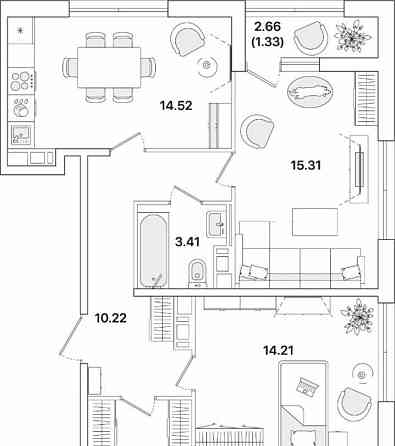 3-комн. квартира, 81.1 м2, 10/12 эт. Санкт-Петербург