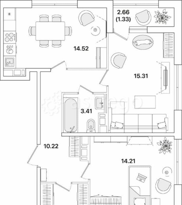 3-комн. квартира, 81.1 м2, 10/12 эт. Санкт-Петербург - изображение 1