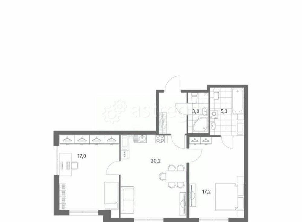 2-комн. квартира, 66.9 м2, 13/13 эт. Санкт-Петербург - изображение 5