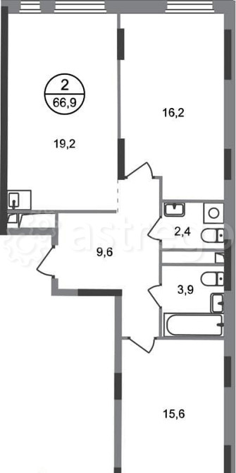 2-комн. квартира, 66 м2, 10/17 эт. Москва - изображение 1