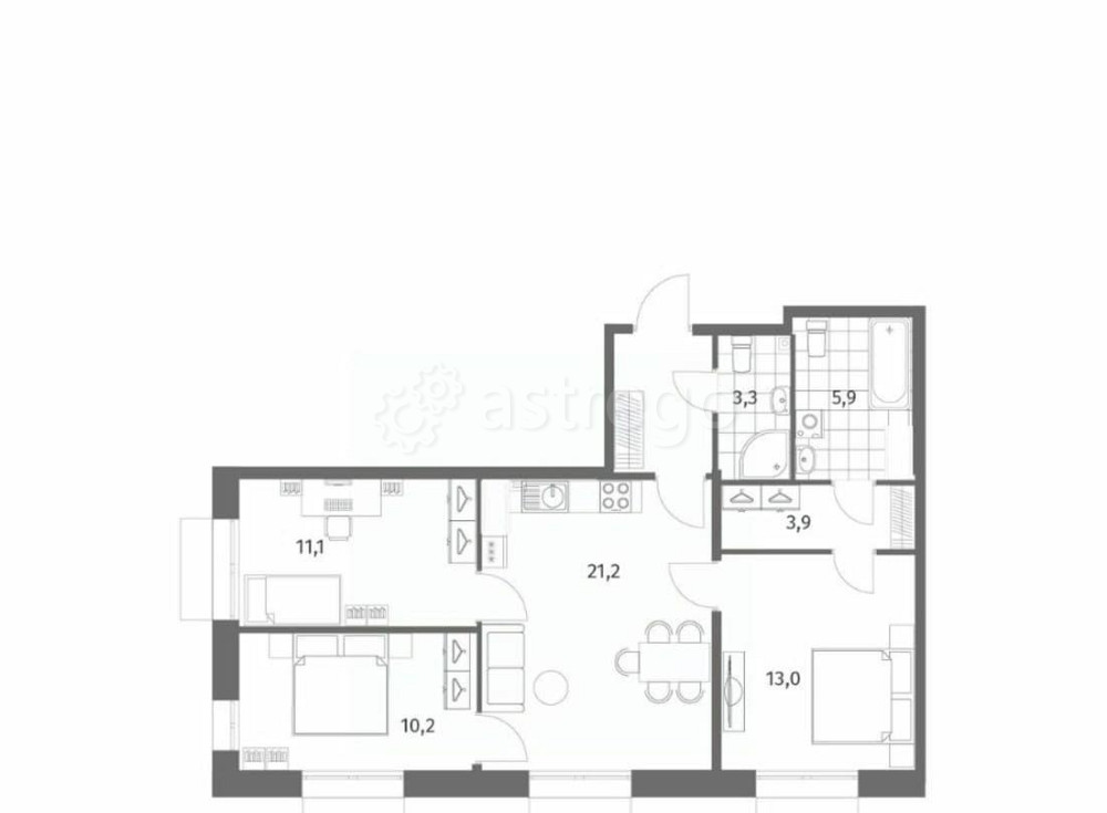 3-комн. квартира, 72.7 м2, 2/13 эт. Санкт-Петербург - изображение 7