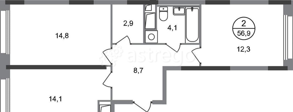 2-комн. квартира, 56 м2, 4/17 эт. Москва - изображение 1