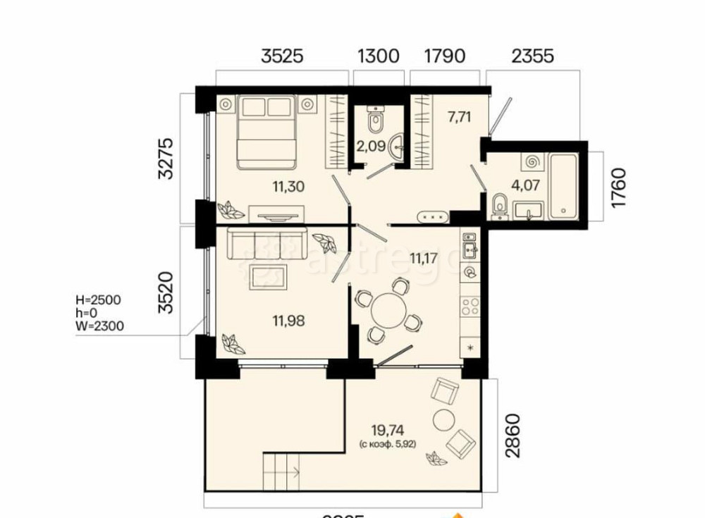 2-комн. квартира, 54.24 м2, 1/7 эт. Уфа - изображение 7