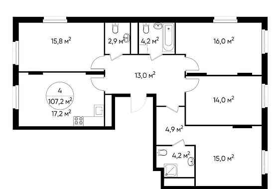 4-комн. квартира, 107 м2, 15/17 эт. Москва