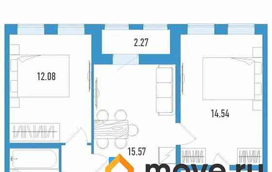 2-комн. квартира, 57 м2, 3/12 эт. Санкт-Петербург