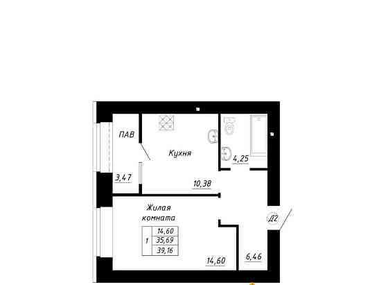 1-комн. квартира, 39.16 м2, 10/14 эт. Стерлитамак