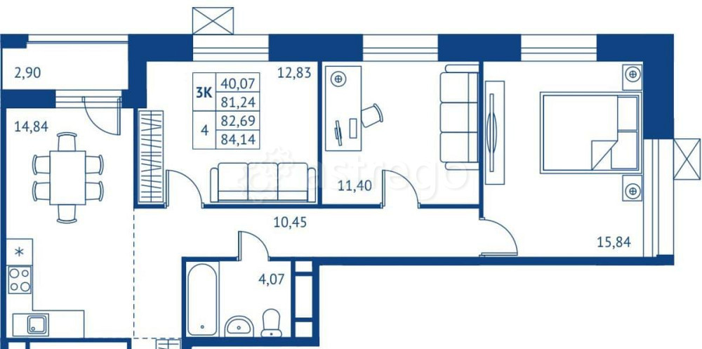 3-комн. квартира, 81.24 м2, 20/22 эт. Королев - изображение 2