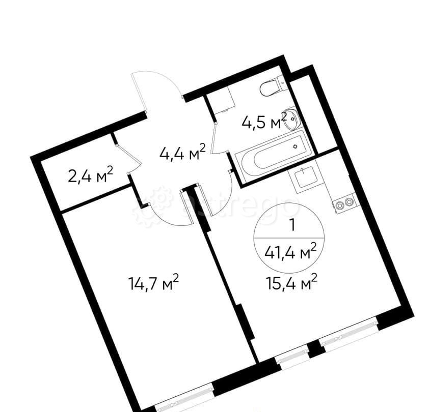 1-комн. квартира, 41 м2, 6/17 эт. Москва - изображение 1
