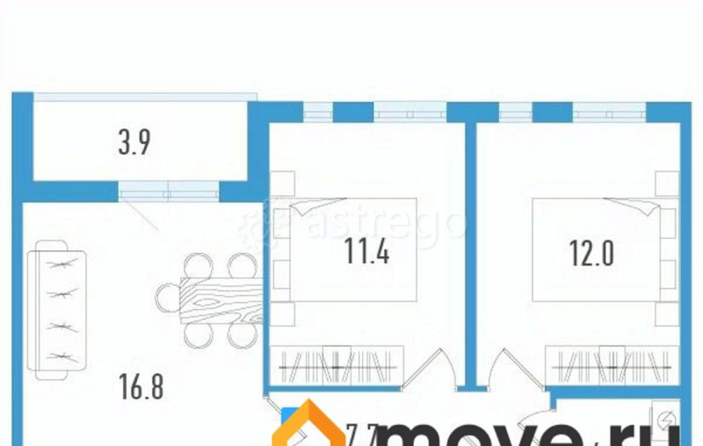 2-комн. квартира, 56.2 м2, 3/12 эт. Санкт-Петербург - изображение 6