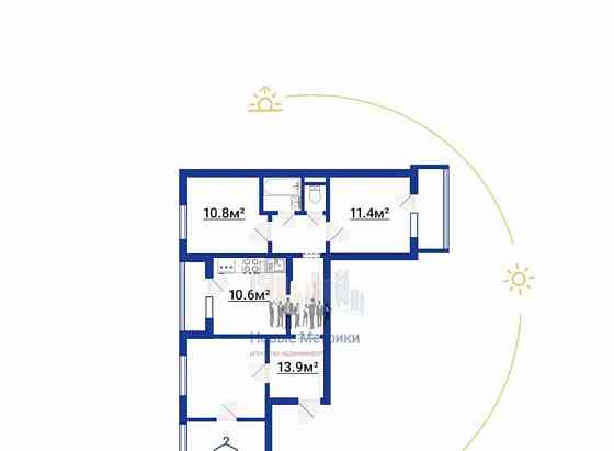 3-комн. квартира, 70.2 м2, 3/12 эт. Санкт-Петербург