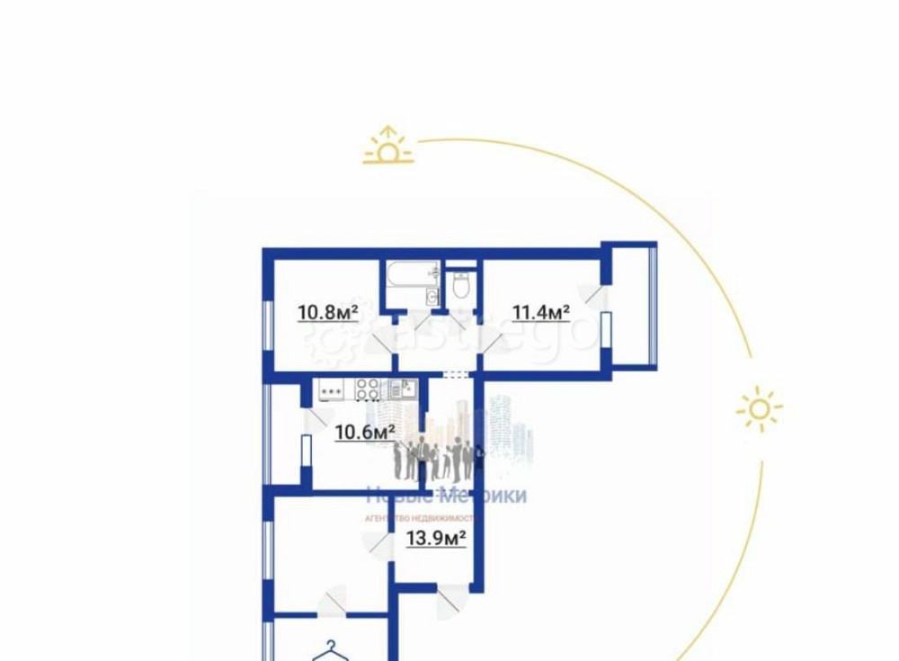 3-комн. квартира, 70.2 м2, 3/12 эт. Санкт-Петербург - изображение 5
