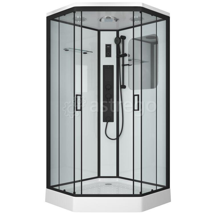 Душевая кабина NG- 6901-01GD BLACK 900х900х2200 низкий поддон16см стекло ТОНИРОВАННОЕ 4 места Niagar Москва - изображение 1