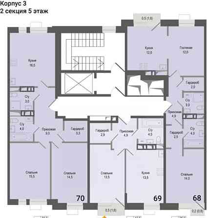2-комн. квартира, 65.8 м2, 5/8 эт. Королев