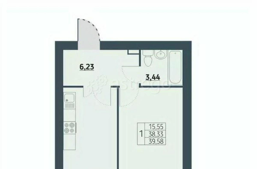 1-комн. квартира, 39.4 м2, 3/9 эт. Красноярск - изображение 1