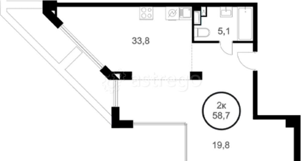 Студия, 58.7 м2, 1/25 эт. Москва - изображение 6