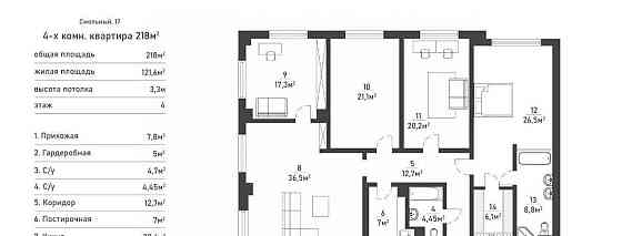 5-комн. квартира, 218 м2, 4/7 эт. Санкт-Петербург