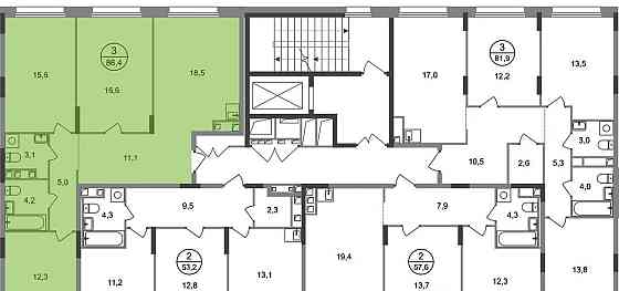 3-комн. квартира, 86 м2, 2/17 эт. Москва