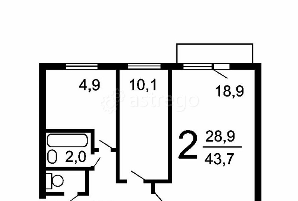 2-комн. квартира, 43.2 м2, 5/5 эт. Москва - изображение 6