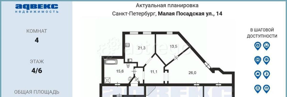 4-комн. квартира, 197.4 м2, 4/6 эт. Санкт-Петербург - изображение 3