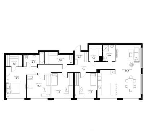 4-комн. квартира, 130.4 м2, 8/13 эт. Москва