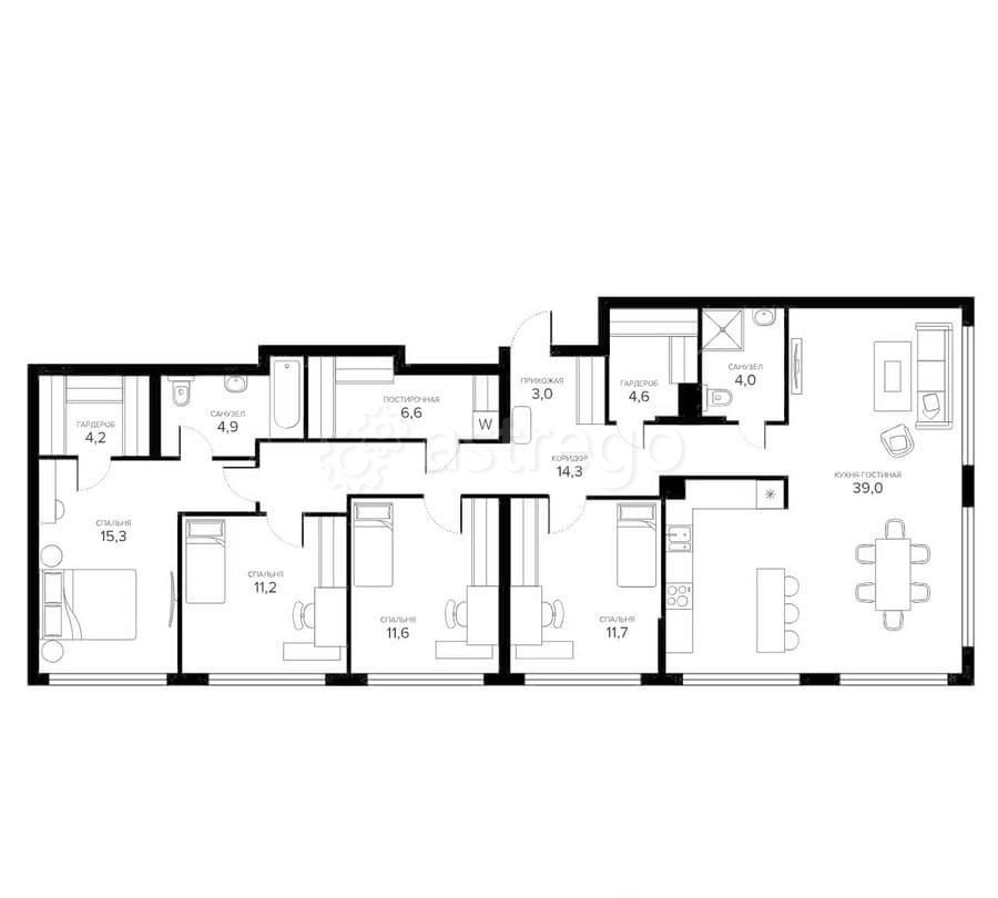 4-комн. квартира, 130.4 м2, 8/13 эт. Москва - изображение 1