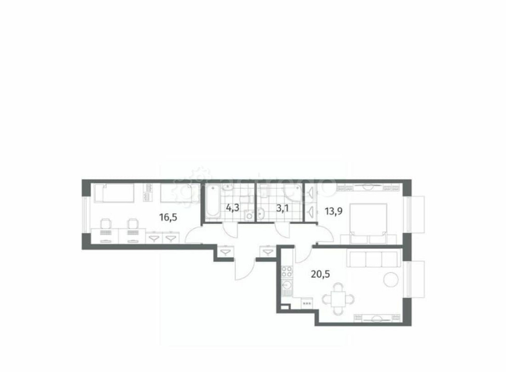 2-комн. квартира, 66.2 м2, 2/8 эт. Санкт-Петербург - изображение 7