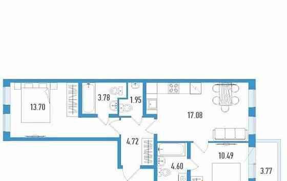 2-комн. квартира, 58.2 м2, 2/12 эт. Санкт-Петербург