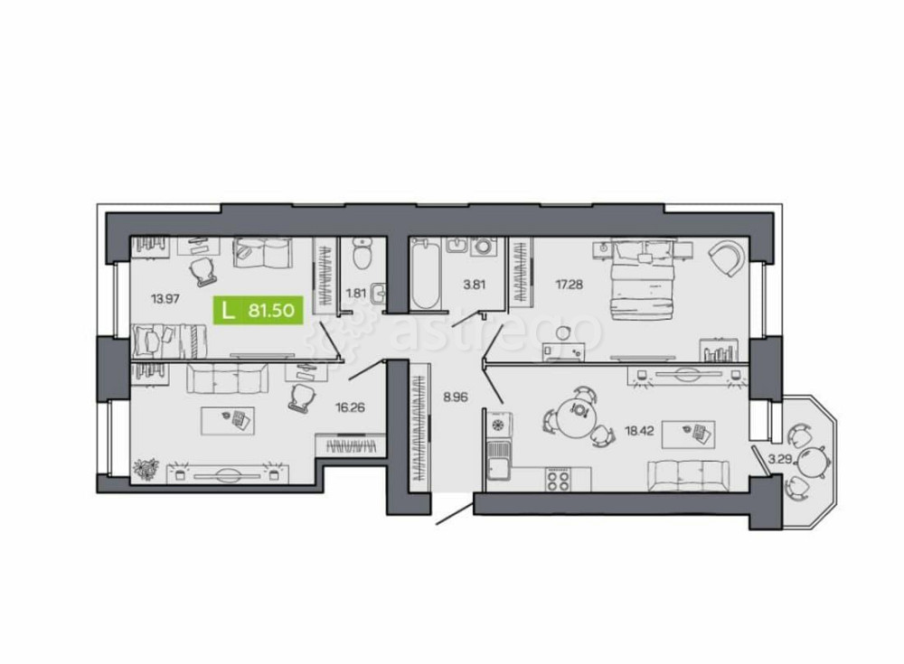 3-комн. квартира, 81.5 м2, 7/8 эт. Северодвинск - изображение 7