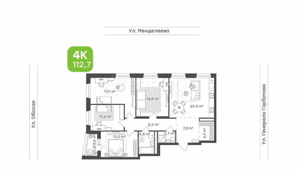 4-комн. квартира, 112.7 м2, 4/22 эт. Уфа - изображение 2