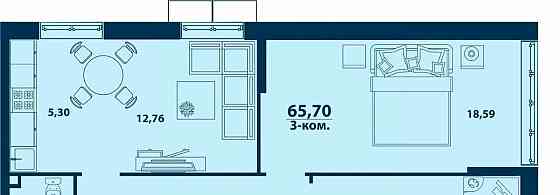 3-комн. квартира, 65.7 м2, 20/24 эт. Уфа