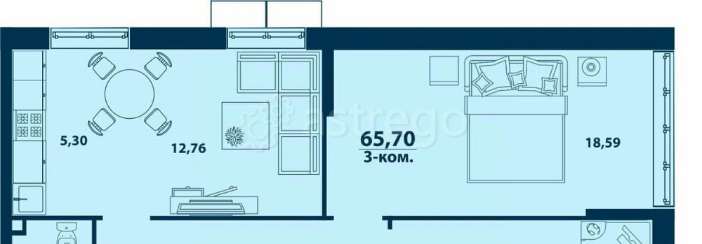 3-комн. квартира, 65.7 м2, 20/24 эт. Уфа - изображение 1