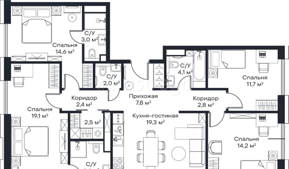 4-комн. квартира, 108.3 м2, 20/20 эт. Москва - изображение 1
