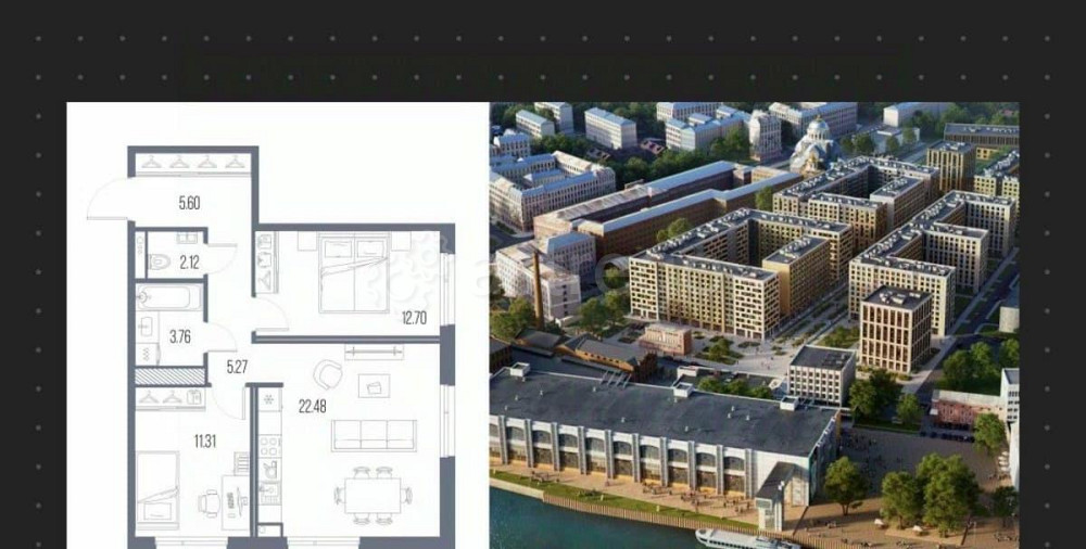 2-комн. квартира, 63.24 м2, 3/10 эт. Санкт-Петербург - изображение 1