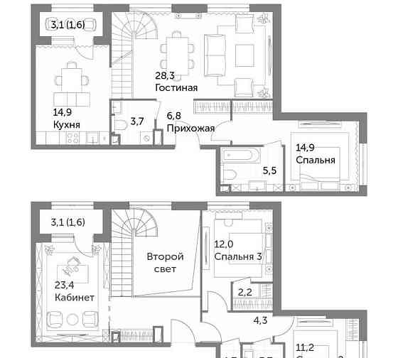 4-комн. квартира, 135.8 м2, 35/38 эт. Москва
