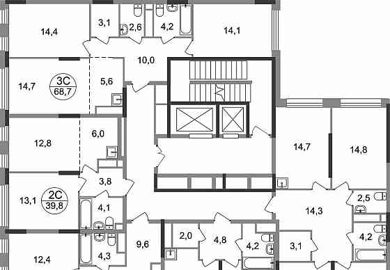 3-комн. квартира, 83.9 м2, 3/17 эт. Москва