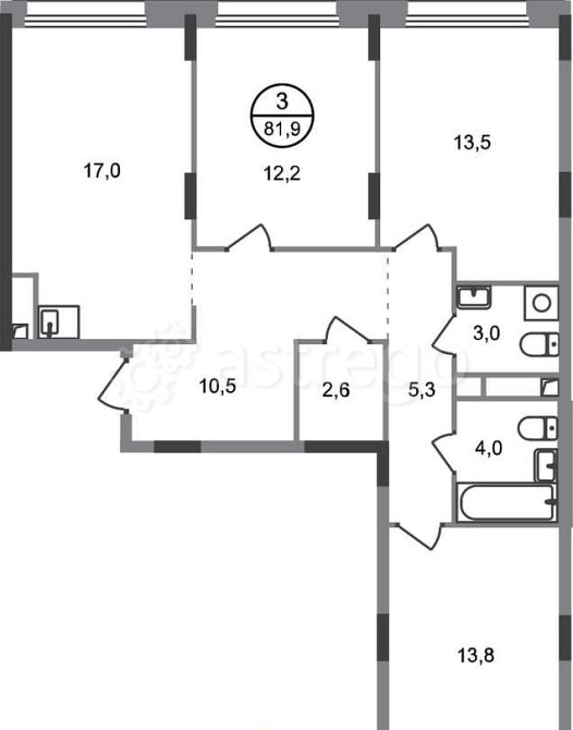 3-комн. квартира, 81 м2, 3/17 эт. Москва - изображение 1