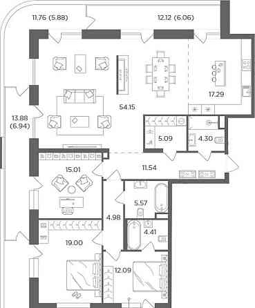 4-комн. квартира, 182.99 м2, 15/20 эт. Москва