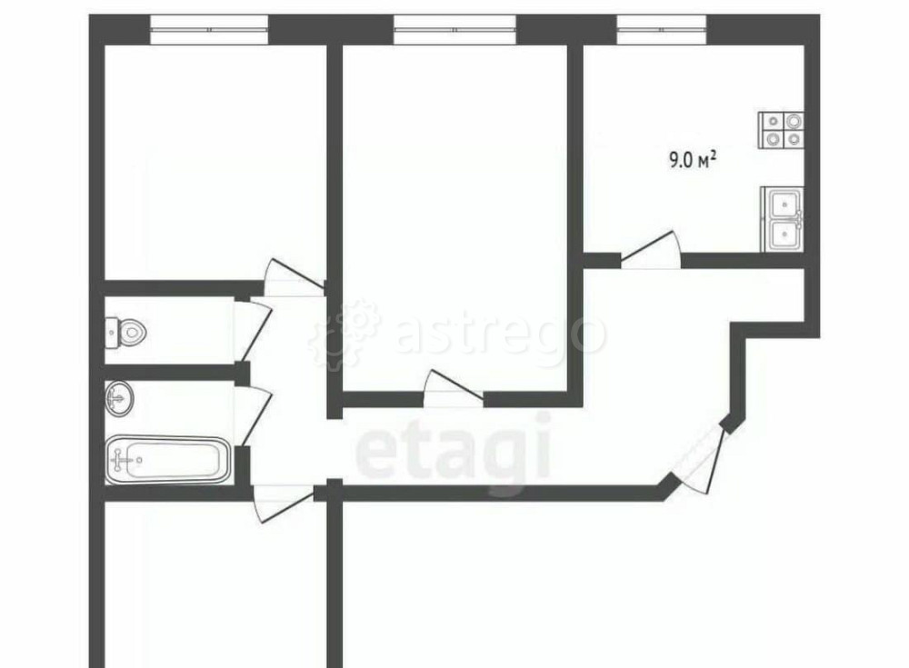 3-комн. квартира, 65.9 м2, 1/9 эт. Луховицы - изображение 1