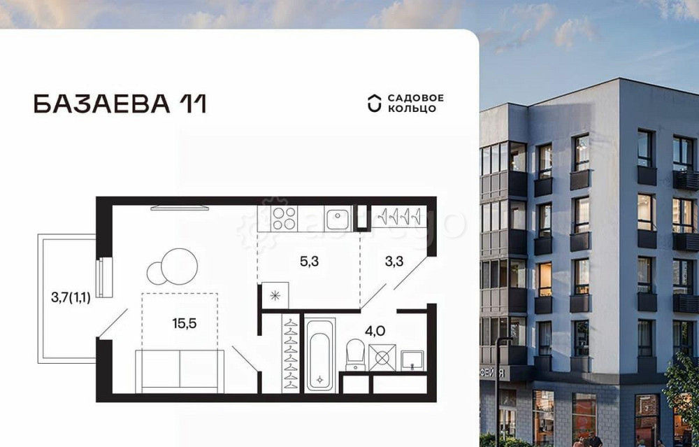 Студия, 29.2 м2, 2/5 эт. Шаховская - изображение 1